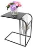 Dekoleidenschaft Beistelltisch "Industrial" aus Metall mit Glasplatte, schwarz, Zeitschriftenhalter, Sofatisch, Kaffeetisch, Couchtisch, Laptoptisch, Notebooktisch Bild 5