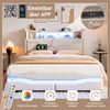 Merax Polsterbett, Doppelbett 140x200cm, mit UsB c steckdose Ladefunktion, Mit LED-Leuch, Kopfteil mit Staufach, Hydraulisch Stauraumbett, Beige Bild 5