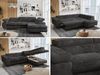 Ecksofa mit Bettfunktion, Modern Sofa, L-form, Einstellbare Kopfstützen, Bettkasten - PETER - Dunkelgrau Plüsch - Topper T25 - rechts Bild 2