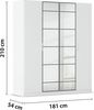 rauch Acero, Kleiderschrank, Garderobenschrank in moderner Loft-Optik, 4-türig, 2 Glastüren, mit 2 Kleiderstangen und 2 Einlegeböden, Farbe Weiß, BxHxT 181x210x54cm Bild 4
