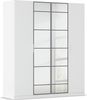 rauch Acero, Kleiderschrank, Garderobenschrank in moderner Loft-Optik, 4-türig, 2 Glastüren, mit 2 Kleiderstangen und 2 Einlegeböden, Farbe Weiß, BxHxT 181x210x54cm Bild 3