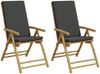 vidaXL Gartenstühle Klappbar Verstellbar 2 Stk. mit Kissen Bambus 365876 Bild 2