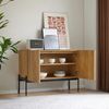 Sideboard Modern Mit Verstellbarem Regalbrett Metallrahmen Natur Farbe 100cm Breit Mit Kippsicherung Aufbewahrungsschrank Kommode Für Wohnzimmer Schlafzimmer Flexible Stauraumlösung, 75cmx40cmx100cm, Natur Bild 3