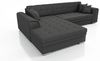 Couchgarnitur SARRA Stoff Schwarz mit Schlaffunktion Ottomane Links Bild 2