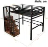Hochbett mit Rausfallschutz, Treppe, Lattenrost und Regal, 140x200 cm, Metallbett, Jugendbet Bild 4