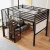 Hochbett mit Rausfallschutz, Treppe, Lattenrost und Regal, 140x200 cm, Metallbett, Jugendbet Bild 3