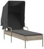 Sonnenliege, Gartenliege mit Dach Hellgrau Poly Rattan Bild 2