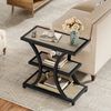 Tribesigns Beistelltisch mit Stauraum, 3-stufiger Sofatisch mit geometrischem Metalldesign Bild 3