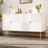 Flieks Sideboard mit 4 Türen und verstellbaren Einlegeböden (1 St, 160×40×82 cm), Mehrzweckschrank Wohnzimmerschrank Holzschrank Weiß, Metallgestell Bild 1