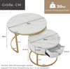 Couchtisch-Set 70 x 70 x 48 cm und 50 x 50 x 43,5 cm in Hochglanz Weiß mit Marmoroptik Bild 5