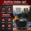 Dutch Oven Set 2in1 5 l aus Gusseisen – mit Ledergriffen, Ringreiniger & Untersetzer, für Grill, Lagerfeuer, Herd & Backofen Bild 2