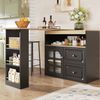 Stehtisch aus MDF mit 360°-Drehfunktion & Stauraum, 138-204 x 39 x 104 cm, Schwarz Bild 3