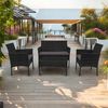 Bettso 'LUNGO' Gartenmöbel-Set 4-tlg. Sitzgruppe mit Sofa, 2 Sesseln und Tisch, Polyrattan Schwarz & Stahl Bild 2