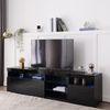Schwarz moderner TV-Schrank, helles Panel, variable LED-Beleuchtung, Wohn- und Esszimmer 180cm Bild 2