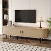 Merax Lowboard in Holzoptik, TV-Board im Rillenoptik (1 St, 170 x 40 x 46 cm (L x B x H), TV-Schrank mit 2 Schiebetüren, 2 offenen Fächern,Stauraum,Metallbeine Bild 4