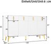 Sideboard B 140 x T 38 x H 82 cm aus MDF, weiß melaminbeschichtet, 4 Türen & 4 Schubladen, verstellbare Böden Bild 4