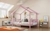 Merax Kinderbett aus Metall in Hausform, 90 x 200 cm, mit Sicherheitsgitter, Dachdesign und dekorativem Rahmen, für Jungen und Mädchen(Lichtleiste nicht enthalten), Rosa Bild 5