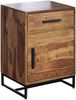Nachttisch Sheesham Massivholz / Metall 45x35x65 cm Nachtschrank Boxspringbett, Design Nachtkonsole mit Schublade und Tür, Nachtkommode Industrial mit Stauraum Bild 2