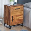 Nachttisch Sheesham Massivholz / Metall 45x35x65 cm Nachtschrank Boxspringbett, Design Nachtkonsole mit Schublade und Tür, Nachtkommode Industrial mit Stauraum Bild 4