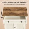 VASAGLE Küchenschrank mit Rollen, Küchenwagen mit Arbeitsplatte, Kücheninsel, Schublade, verstellbare Ablage, weiß-braun Bild 4