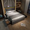 Merax Polsterbett USB Typ C Ladefunktion LED-Beleuchtung und 4 Schubladen, 140x200cm Doppelbett Stauraumbetten Bettgestell, Grau (Ohne Matratze) Bild 5