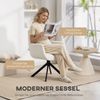 HOMCOM Relaxsessel mit Armlehne, Wolle-Leinenoptik, Knopfheftung, Stahlbeine (Polsterstuhl, 1-St, Loungesessel), für Wohnzimmer, Schlafzimmer, Cremeweiß Bild 4