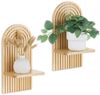 POPOLIC Wandregal 2 Stück Holz Boho Wanddeko Holzregal Wand, Robustes Boho Regal, Holzfarbe 2-tlg, Wall Decoration Elegante Deko für Wohnzimmer Schlafzimmer Kinderzimmer Bild 4