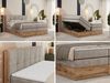 Boxspringbett, Doppelbett mit zwei 7 Härtezonen Multipocket-Matratzen, Bettkästen, Eiche Wotan Holzrahmen, Polsterbett mit Topper-Matratze - ALBERO 1 KING - 180 x 200 cm - Beige Stoff - H3 Bild 2