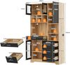 Buffetschrank 100 x 40 x 185 cm, Küchenschrank aus MDF mit LED-Beleuchtung, Steckdose und Glastüren Bild 5
