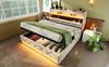 Polsterbett 180x200 cm mit Stauraum und 360° LED-Beleuchtung, Leinenbezug Beige mit Ladefunktion Bild 3