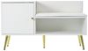 Flieks Schuhschrank B100/T40/H58 cm (1-St, gepolsterter Sitzfläche und Metallgriff, ca 8 Paar Schuhe) Schuhwechselhocker mit Seitenschrank Schuhbank mit Tür Weiß Bild 2
