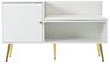 Flieks Schuhschrank B100/T40/H58 cm (1-St, gepolsterter Sitzfläche und Metallgriff, ca 8 Paar Schuhe) Schuhwechselhocker mit Seitenschrank Schuhbank mit Tür Weiß Bild 4