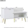 Flieks Schuhschrank B100/T40/H58 cm (1-St, gepolsterter Sitzfläche und Metallgriff, ca 8 Paar Schuhe) Schuhwechselhocker mit Seitenschrank Schuhbank mit Tür Weiß Bild 3