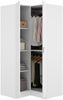 Dmora Kleiderschrank 2 Türen Aser, Eckschrank für Schlafzimmer, Eckschrank, 91x93h184 cm, Weiß Bild 5