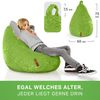 Green Bean® Plüsch Sitzsack 45x45x60cm - Indoor Sitzkissen mit 120L EPS Perlen Füllung Kuschelig Waschbar - Grün Bild 4