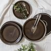 Modernes Dessertteller Set für 4 Personen in aufregendem Vintage Look, kleine Teller aus Keramik in Grau und Schwarz Bild 3