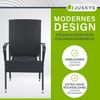 Juskys Polyrattan Gartenstühle Yoro 2er Set - mit Armlehnen & Rückenlehne - 2 Stühle stapelbar - Rattan Stuhl Garten - Stapelstuhl Schwarz Bild 3