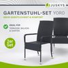 Juskys Polyrattan Gartenstühle Yoro 2er Set - mit Armlehnen & Rückenlehne - 2 Stühle stapelbar - Rattan Stuhl Garten - Stapelstuhl Schwarz Bild 2