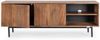 TV Board Atidat aus Mangoholz, modernes Design, 140 cm Breite, braun, Metallgestell, Push-to-Open-System Bild 3