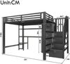 Merax Hochbett, Etagenbett 140x200cm mit Kleiderschrank, Kinderbett mit Schreibtisch und Led, Jugendbett Doppelbett, Schwarz Bild 4