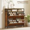 Schuhschrank mit 4 Klappschubladen, offenem Regal, 98x24x95 cm, braun-Schwarz Bild 2