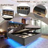 Polsterbett mit LED-Streifen und Stauraum, 140x200 cm, Kopfteil, USB/Type-C Anschlüsse, Doppelbett, Stauraumbett, Leinen Bild 3