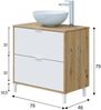Dmora Badezimmermöbel Bellegra, Badezimmerschrank, Mehrzweckschrank, Hängeschrank mit Spiegel, 79x46 h79 cm, Knoteneiche und Glänzendes Weiß Bild 3