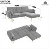 Ecksofa 191,5x130,5x80 cm Grau aus Samt mit 3-fach verstellbarer Rückenlehne und Stauraumtaschen Bild 5