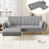 Ecksofa 191,5x130,5x80 cm Grau aus Samt mit 3-fach verstellbarer Rückenlehne und Stauraumtaschen Bild 3