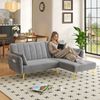 Ecksofa 191,5x130,5x80 cm Grau aus Samt mit 3-fach verstellbarer Rückenlehne und Stauraumtaschen Bild 4