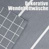 Bettwäsche 155x220 Grau Weiß Gestreift Baumwolle Reißverschluss Bild 2