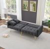 Schlafsofa, Samt mit verstellbarer Rückenlehne & Armlehnen, 215x81,5 cm Liegefläche, Antikgrau Bild 3