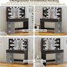 HOMALL Schminktisch mit Spiegel, LED-Beleuchtung, einstellbare Helligkeit, ostern (Langex Brete x Hthe) 90/110 x 40x 135 cm. B ofene Facher (2 seitiche Facher sind nach inks und rechts verschiebban. 2 groBe Schubladen) Bild 4