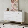 MODFU Sideboard Küchenschrank Kommode (7 Schubladen,goldene Griffe, goldene Beine), latte Schubladenführungen Bild 3